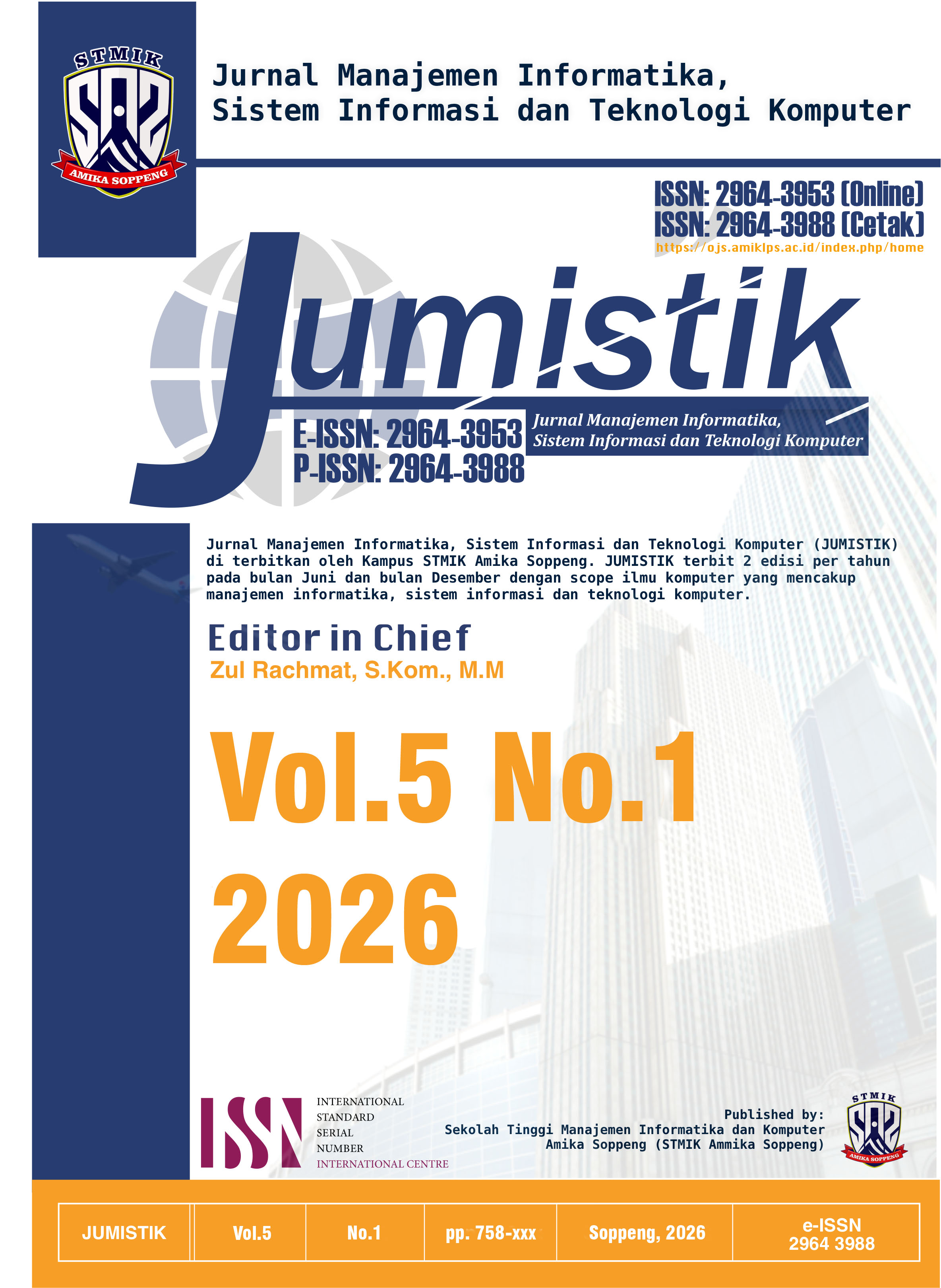 					View Vol. 5 No. 1 (2026): Jurnal Manajemen Informatika, Sistem Informasi dan Teknologi Komputer (JUMISTIK)
				